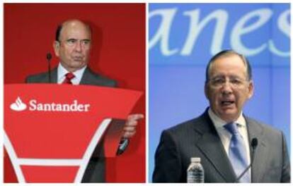 Los presidentes, del Grupo Santander, Emilio Botín (i), y de Banesto, Antonio Basagoiti (d). EFE/Archivo