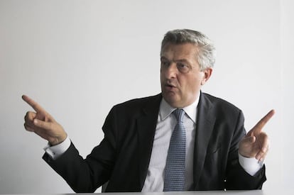 El alto comisionado de Acnur, Filippo Grandi, este mi&eacute;rcoles en Madrid. 