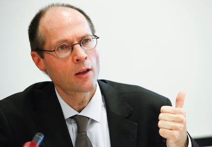 Olivier De Schutter durante una conferencia en el Parlamento Europeo en 2014