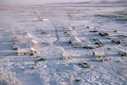 Vista aérea de la localidad rusa de Oymyakón, al este de Siberia.
