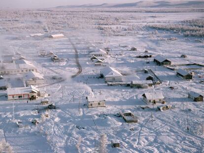 Vista aérea de la localidad rusa de Oymyakón, al este de Siberia.