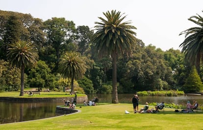 Un día de verano en el Real Jardín Botánico de Melbourne.