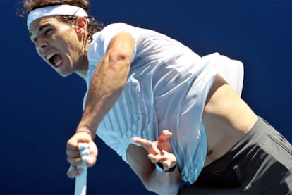 Nadal, durante un entrenamiento en Australia