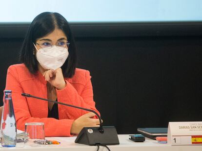 La ministra de Sanidad, Carolina Darias, ese jueves Zaragoza.