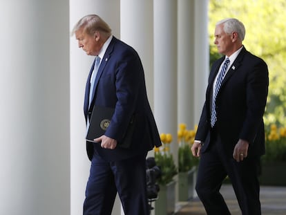 O presidente Donald Trump e o vice Mike Pense em uma imagem de abril de 2020, na Casa Branca.