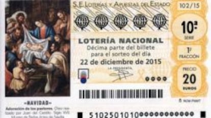 Décimo de la lotería de navidad de 2015.