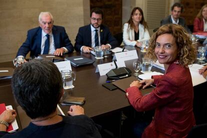 La ministra de Política Territorial, Meritxell Batet, durante la reunión de la Comisión bilateral Estado-Generalitat