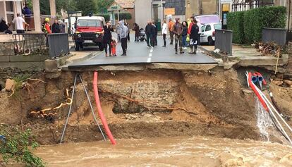 L'aigua s'ha endut un pont al municipi de Villegailhenc.