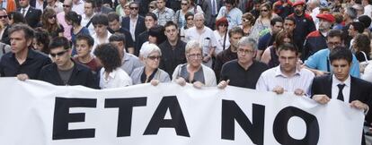 Manifestaci&oacute;n en Bilbao contra la muerte del polic&iacute;a Eduardo Puelles en 2009.