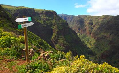 Vista panorámica del barranco Guayadeque, en Gran Canaria.