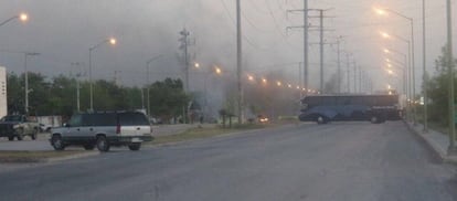 Imagen de uno de los bloqueos en Reynosa. 