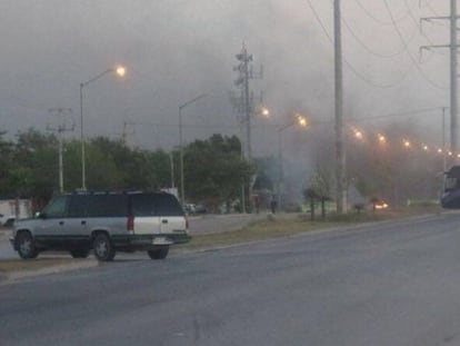 Imagen de uno de los bloqueos en Reynosa.