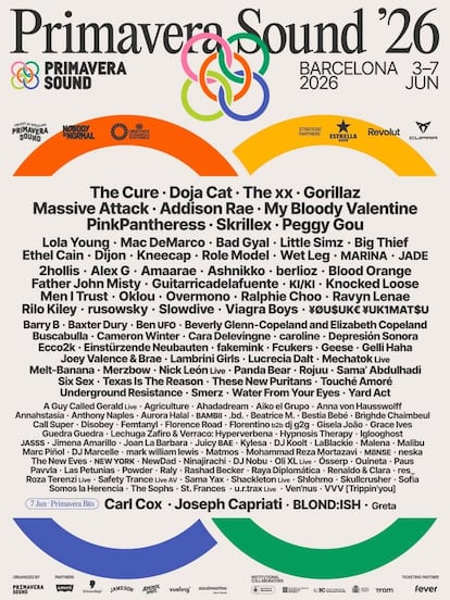 Cartel con los artistas en Primavera Sound 2026