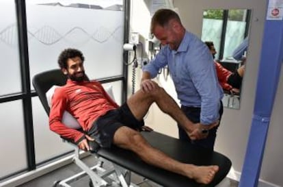 Mohamed Salah, en el reconocimiento médico.