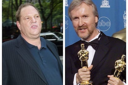 El productor Harvey Weinstein y el director James Cameron.