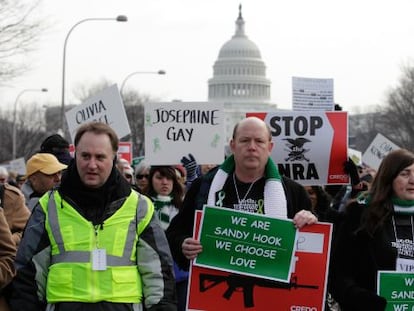 Asistentes a la marcha a favor del control de armas en Washington.