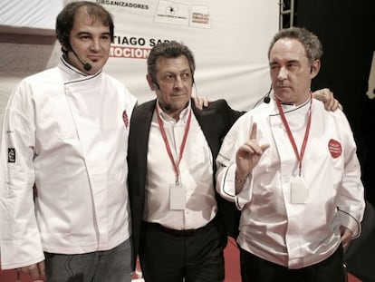 Marcelo Tejedor, Jacques Maximin y Ferran Adri&aacute;, en la primera jornada del F&oacute;rum Gastron&oacute;mico en 2010