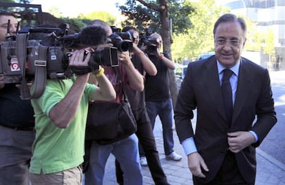 Real Madrid president Florentino P&eacute;rez arrives atTuesday&#039;s LFP meeting in Madrid.