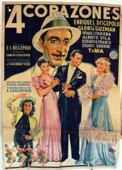Cartel de la película '4 Corazones', con música del compositor ferrolano.