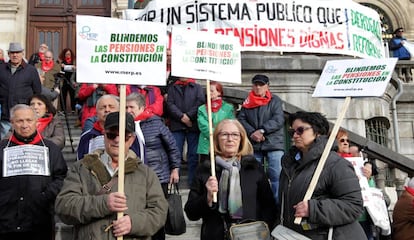 Manifestación de pensionistas en Bilbao.