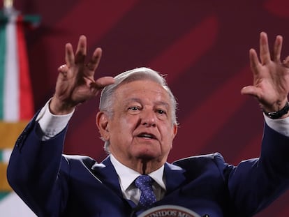 El presidente de México, Andrés Manuel López Obrador, en rueda de prensa este lunes.