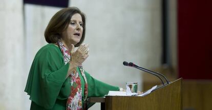 La consejera de Igualdad y Pol&iacute;ticas Sociales, Mar&iacute;a Jos&eacute; S&aacute;nchez Rubio, en el pleno que ha aprobado la norma de discapacidad.