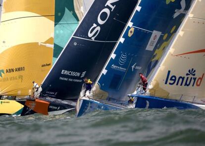 L&iacute;nea de salida de la regata costera en Portsmouth.