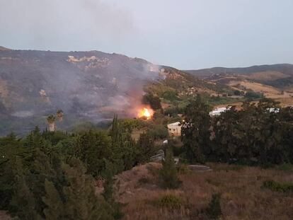 Un incendio forestal en Manilva (Málaga), este lunes.