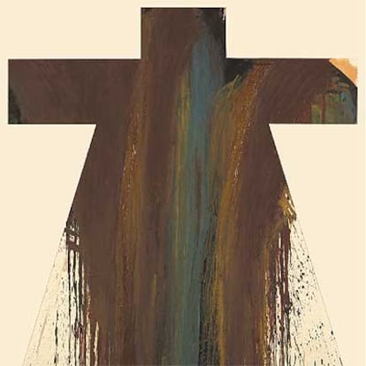 <i>Cruz camisa 3</i> (1989), óleo sobre madera, de Arnulf Rainer.