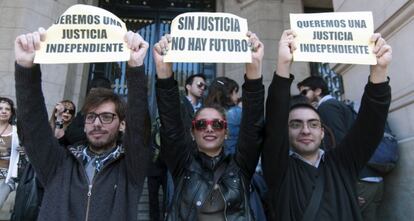 Protesta contra la reforma cuando se votó el texto en el Congreso.