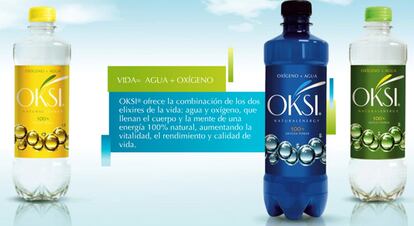 Botellas de agua de Oksi.