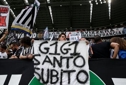 Pancarta en el Juventus Stadium. 