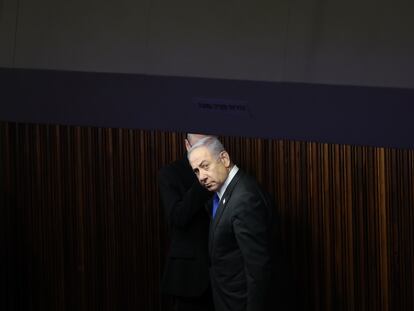 Netanyahu, el lunes en un pleno del Parlamento israelí, en Jerusalén.