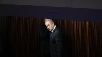 Benjamín Netanyahu, el día 9 en el Parlamento de Israel.