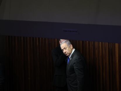 Benjamín Netanyahu, el día 9 en el Parlamento de Israel.