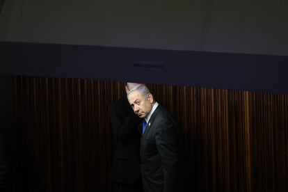 Benjamín Netanyahu, el día 9 en el Parlamento de Israel.