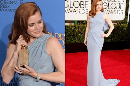 Amy Adams, con su vestido ganador de Versace en los Globos de Oro de 2015. Ha estado nominado en 8 ocasiones y solo dos veces se ha llevado la estatuilla.