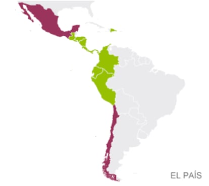 Gráfico dos acordos entre América Latina e União Europeia (em espanhol)