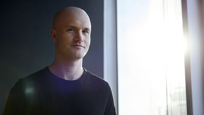 Brian Armstrong, cofundador y consejero delegado de Coinbase, en la oficina de la compañía en San Francisco, California. 