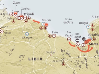 Miles huyen de Ajdabiya tras la llegada del Ejército de Gadafi