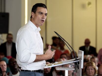  Pedro S&aacute;nchez, durante el acto en Zaragoza.