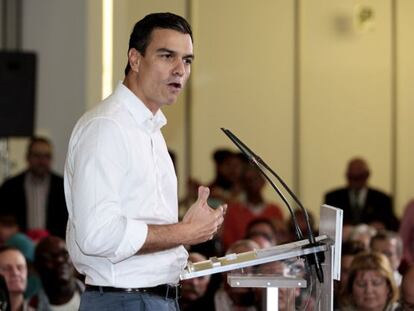  Pedro S&aacute;nchez, durante el acto en Zaragoza.