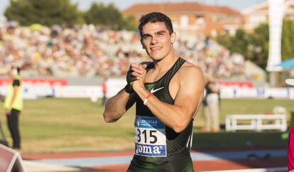 Bruno Hortelano, tras ganar los 200m del campeonato de España.