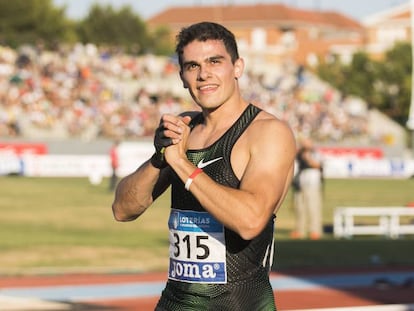 Bruno Hortelano, tras ganar los 200m del campeonato de España.