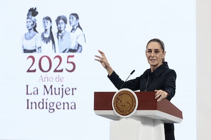 La presidenta de México, Claudia Sheinbaum, durante una de sus conferencias matutinas.