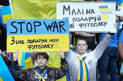 Ukrainian soccer fans during a World Cup playoff game against Scotland.