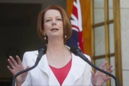 La primer ministra australiana, Julia Gillard, habla durante una conferencia de prensa. EFE/Archivo