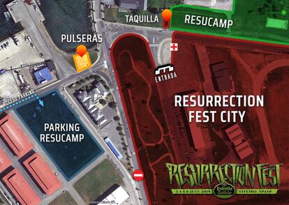 Mapa del recinto del Resurrection Fest.