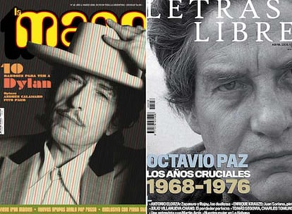 Portadas de las revistas culturales <i>La Mano</i> (Argentina), <i>Letras Libres</i> (México-España).