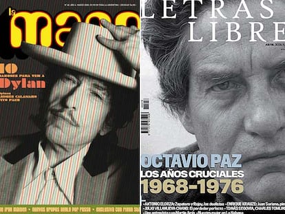 Portadas de las revistas culturales <i>La Mano</i> (Argentina), <i>Letras Libres</i> (México-España).